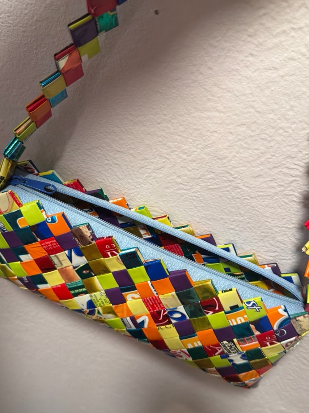 Handwoven Multicolor Recycled candy wrapper Shoulder Bag - Picture 3 of 3